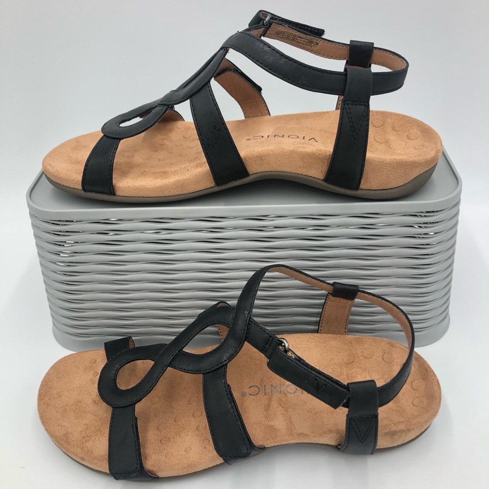 Vionic Jodie Adjustable Back strap Black Sandals